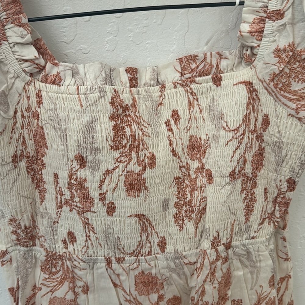 Promesa Flowers In The Wind Mini Smocked Baby Doll Dress Cream Orange FLORAL S - Picture 8 of 9